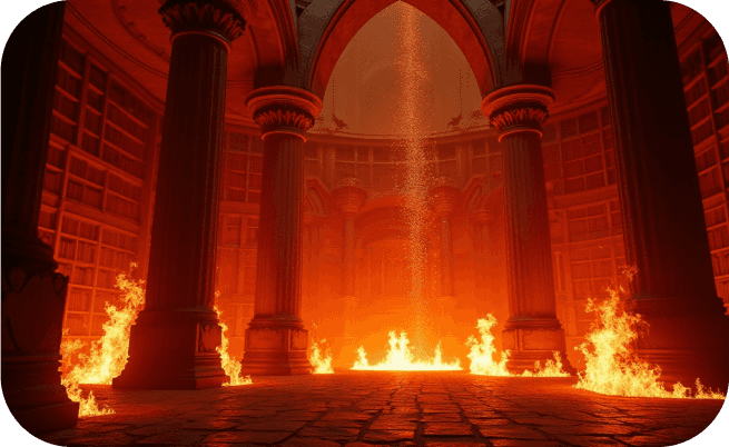 Fire inside the temple